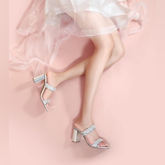 MATA Women’s braided two strap heels block sandals - Picture 5 of 13